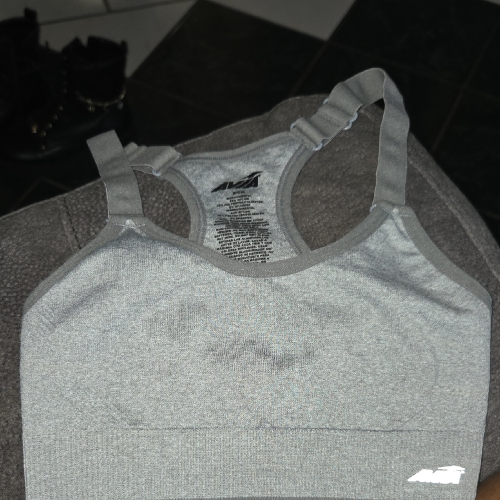 Avia Light Gray Seamless Racerback Sports Bra